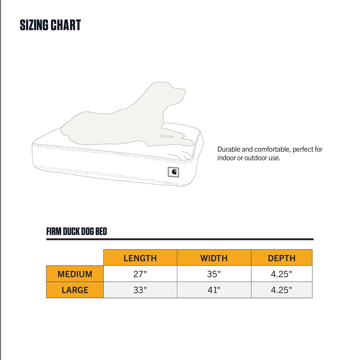 Carhartt Durable Canvas Pet Bed, Water Resistant Firm Duck Dog Bed, Carhartt Brown (Sherpa Top), Large