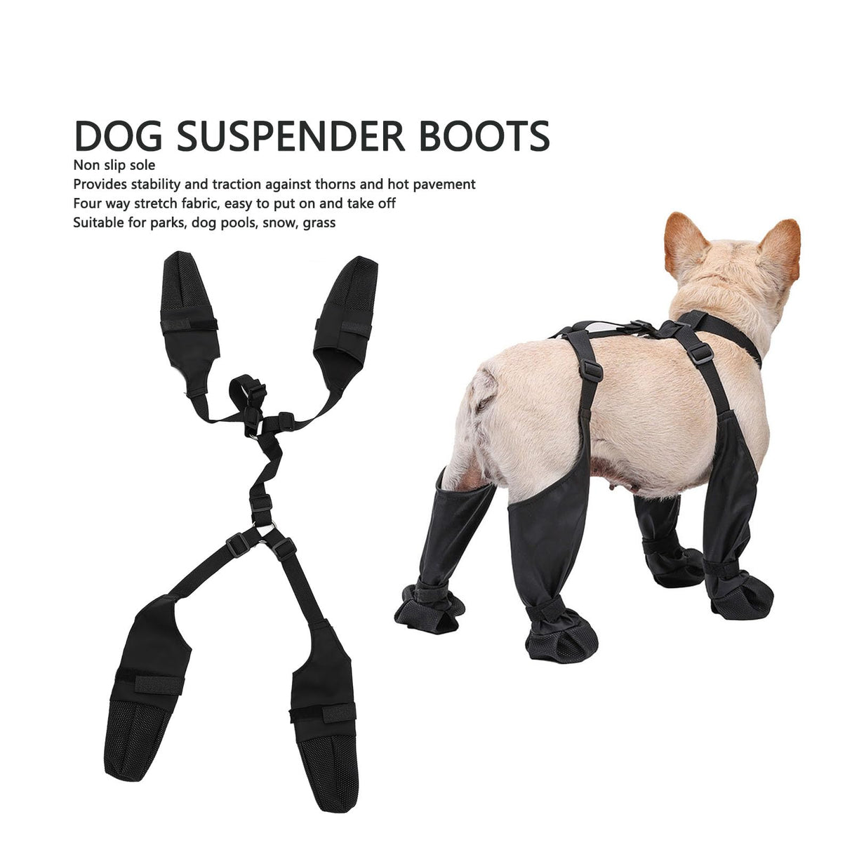 Dog Suspender Boots, Dog Boots Anti Slip Fall Dog Shoes Leggings, Adjustable Suspender Boots with Suspenders Slip Dog Paws Protector Shoes Leggings for Dogs