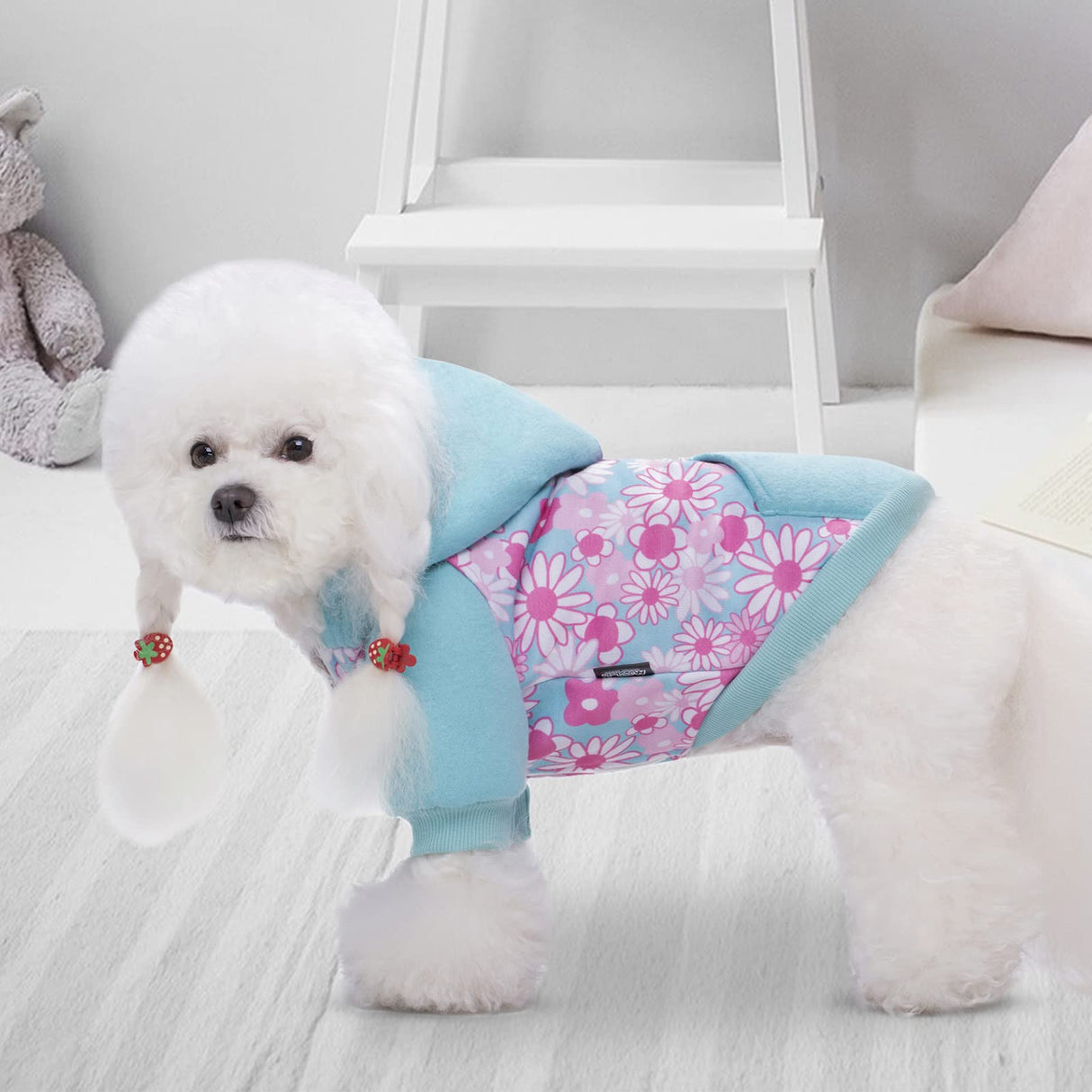 Blue Puppy Dog Hoodies for Small Medium Dogs, Christmas Hooded Sweatshirt with Pocket Pet Cat Hoody Clothes Sweaters Fleece Coat Dog Costume Winter