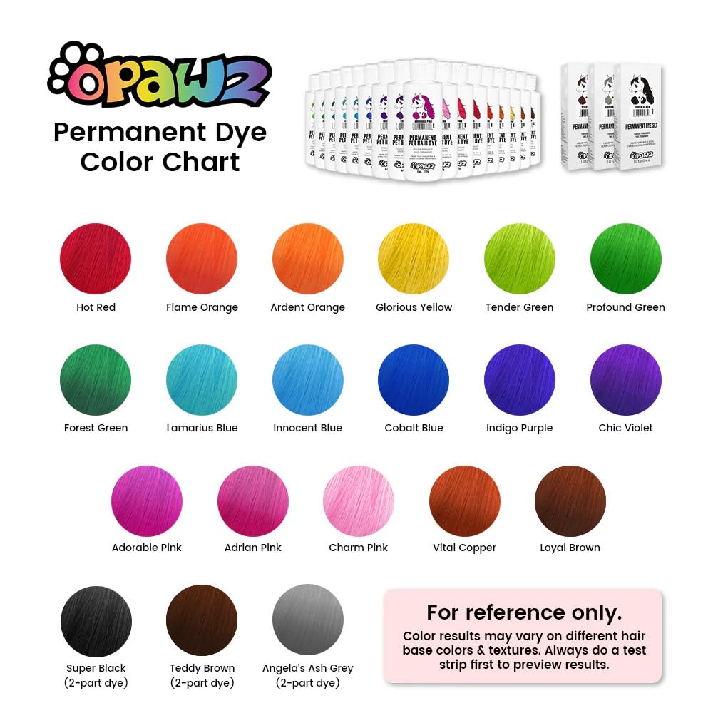 OPAWZ Permanent Dog Hair Dye, Pet Safe Hair Dye, Safely Used by Grooming Salons for a Decade, Lasts Over 20 Washes, Bright Color for Dogs and Horses (Angela's Ash Grey)