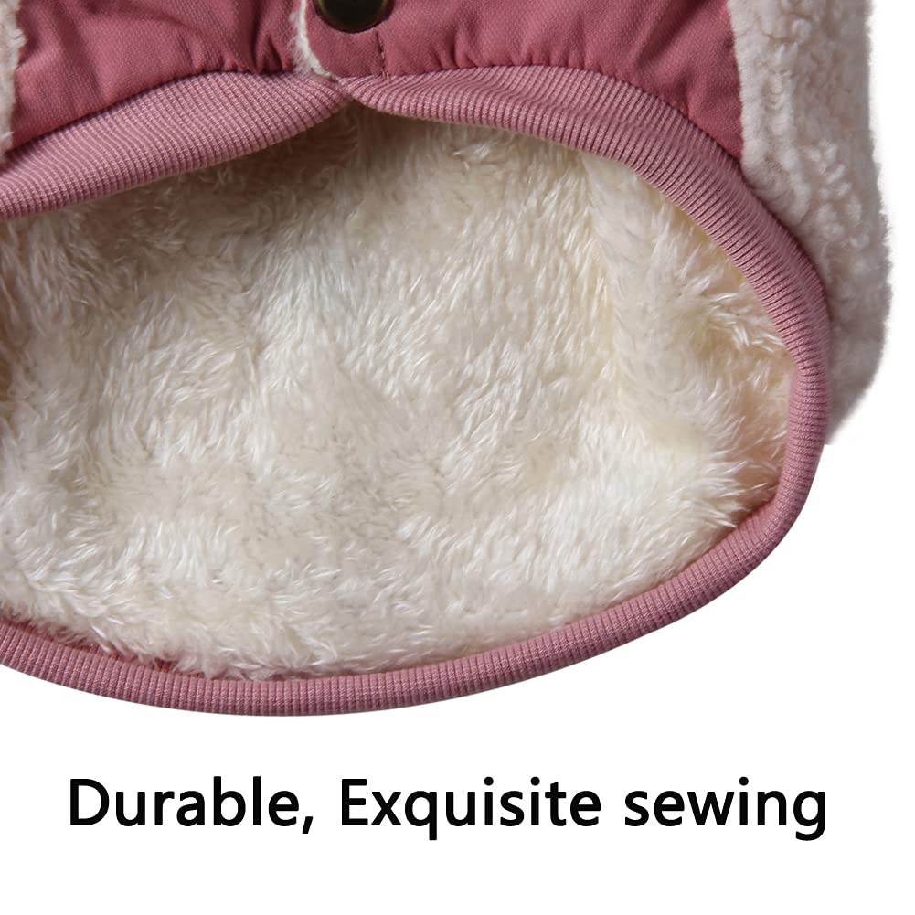 Vecomfy V-Collar Dog Coats for Medium Dogs Sweater Fleece Lining Warm Doggie Jacket for Cold Winter Pink L