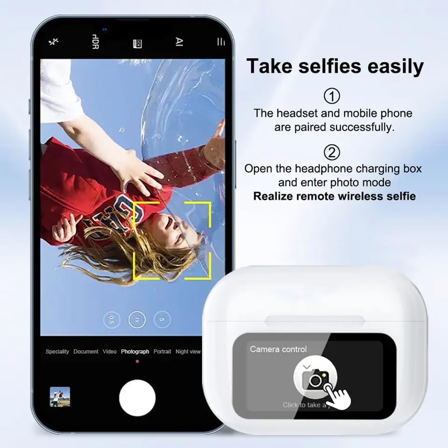 Wireless Earbuds with Multifunctional Touch Screen & 16 Language Switching Bluetooth 5.4 High-Fidelity Stereo Sound Clear Calls Compatible with Android & iOS