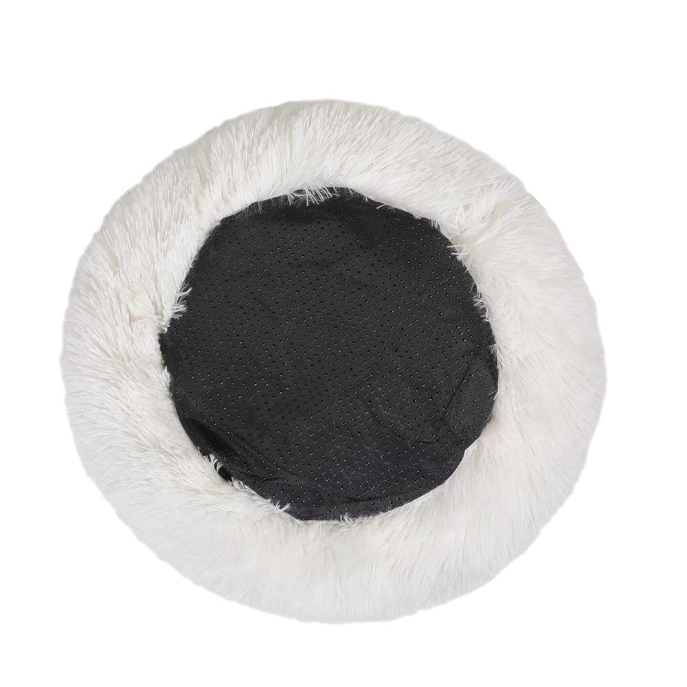 otoez Kitten Puppy Bed Extra Small XS Round Dog Cat Beds Anti Anxiety Plush Pet Calming Donut Bed with Non-Slip Waterproof Bottom, Washable (15.7", White)