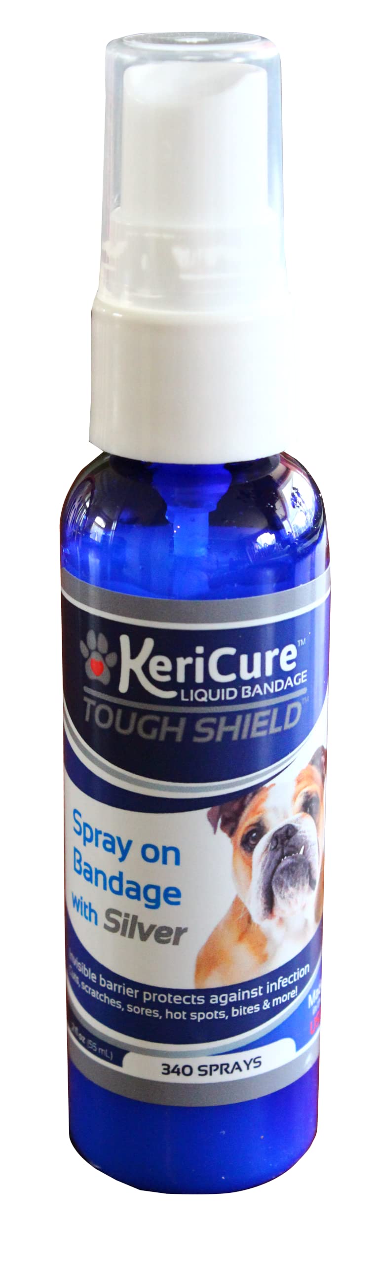 Tough Shield Silver Liquid Bandage Wound Spray for Dogs, Cats & Small Pets - 2oz Spray on Liquid Bandage First Aid - Silver Polymer Solution for Cuts, Sores & Bites - USA Made