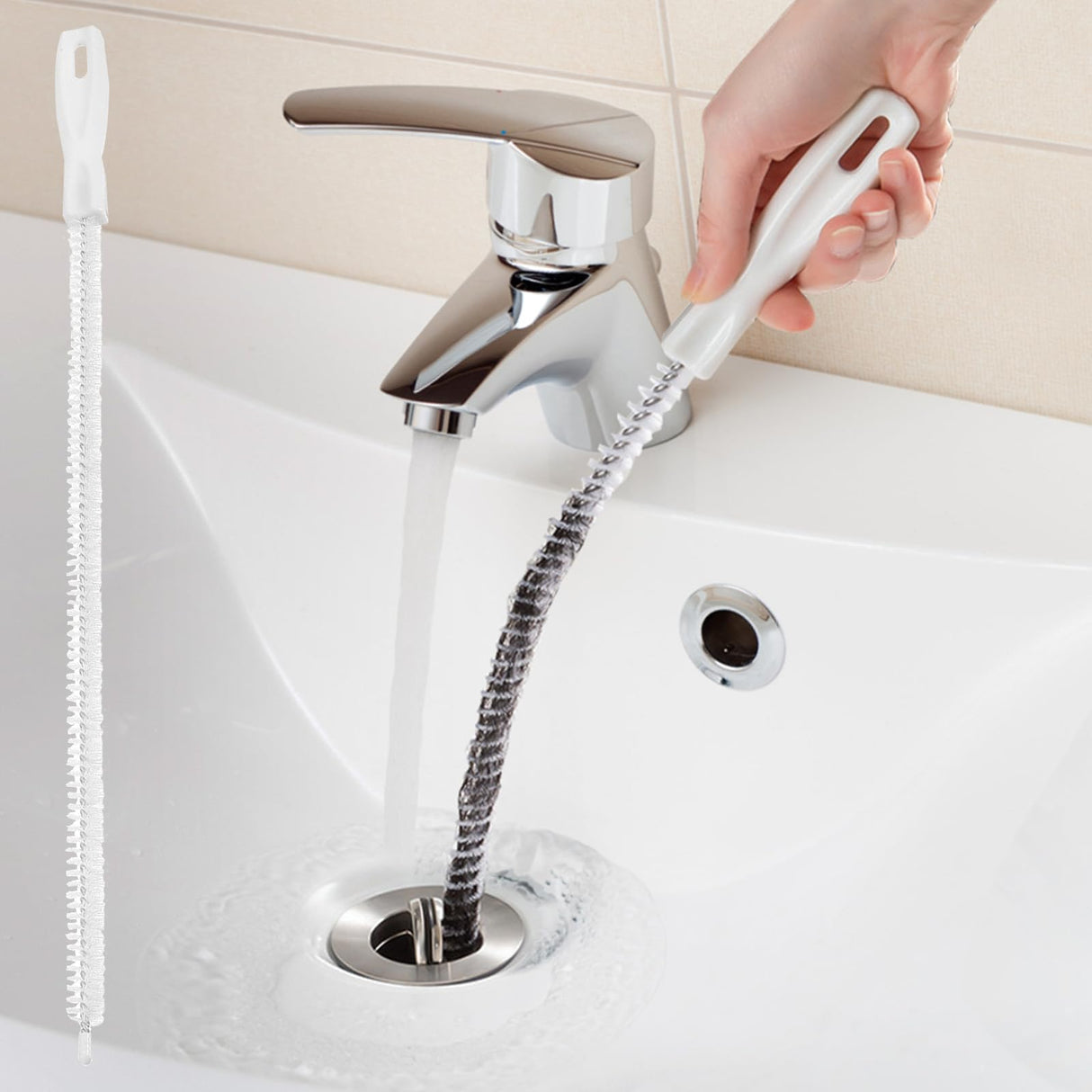 Drain Cleaning Brush, Kitchen Sink Drain Clog Remover Brush, Flexible Long Pipe Hair Clogs Catcher Cleaner Tool for Toilet, Bathroom Tub
