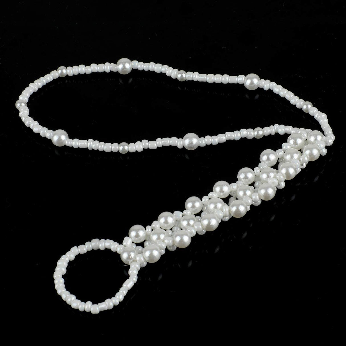 Xiboya textile Pearl Barefoot Foot Jewelry Anklet for Sandals& Beach Wedding(1 Pair)