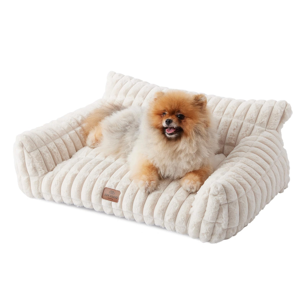 Joydeco Cat Couch for Pets, 30 inch Plush Pet Sofa, Cat Bed for Indoor Cats with Removable Washable Cover, Supportive Pet Sofa, Cream