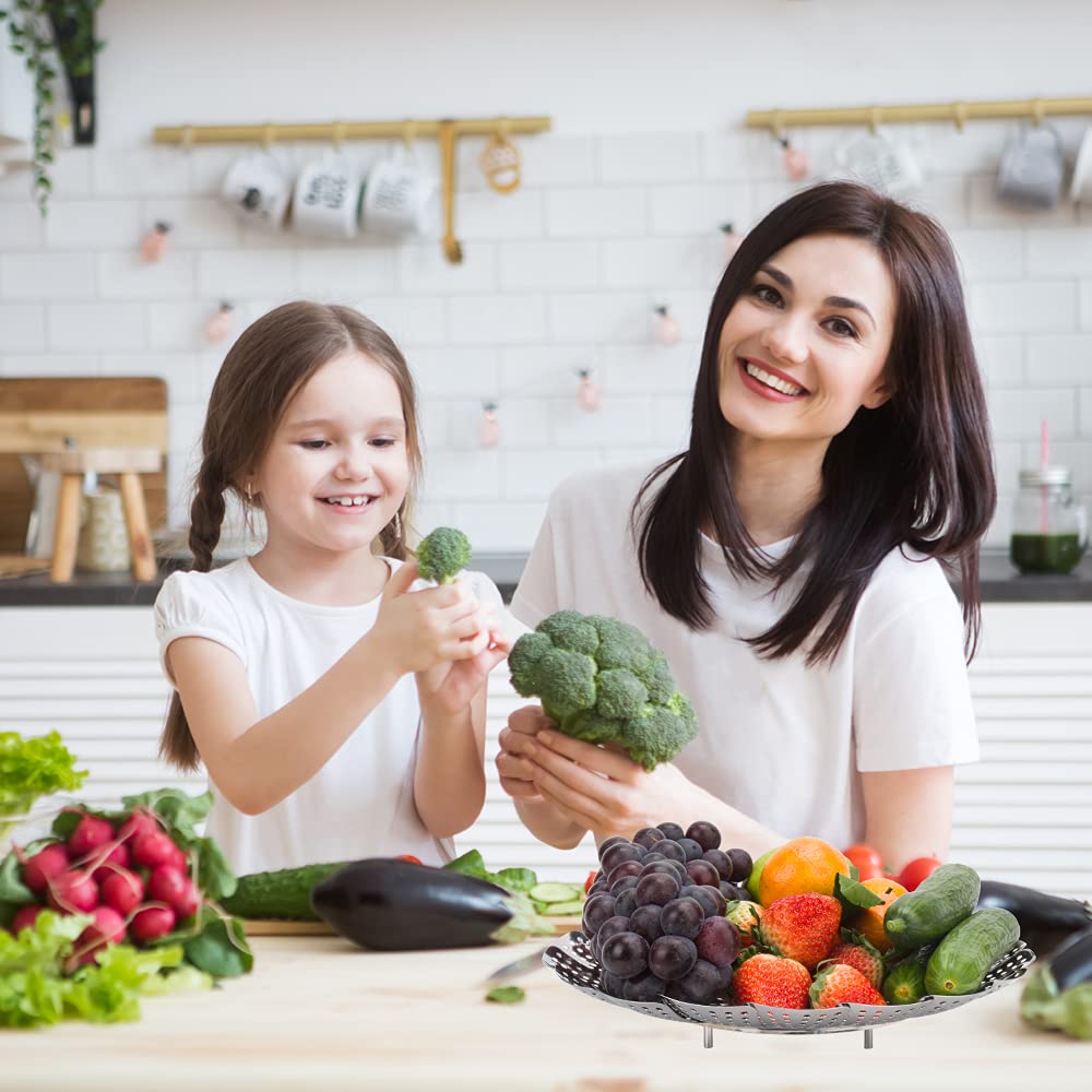 Vegetable Steamer Basket, Premium Stainless Steel Veggie Steamer Basket - Folding Expandable Steamers to Fits Various Size Pot Small (5.5" to 9.2")