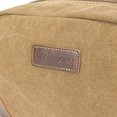 emissary Men's Toiletry Bag, Leather and Canvas Travel Toiletry Bag, Dopp Kit for Men, Travel Bathroom Bag Men's Shaving Kit, Travel Kit Small Bags for Men, Shaving Bag for Travel Accessories (Brown)