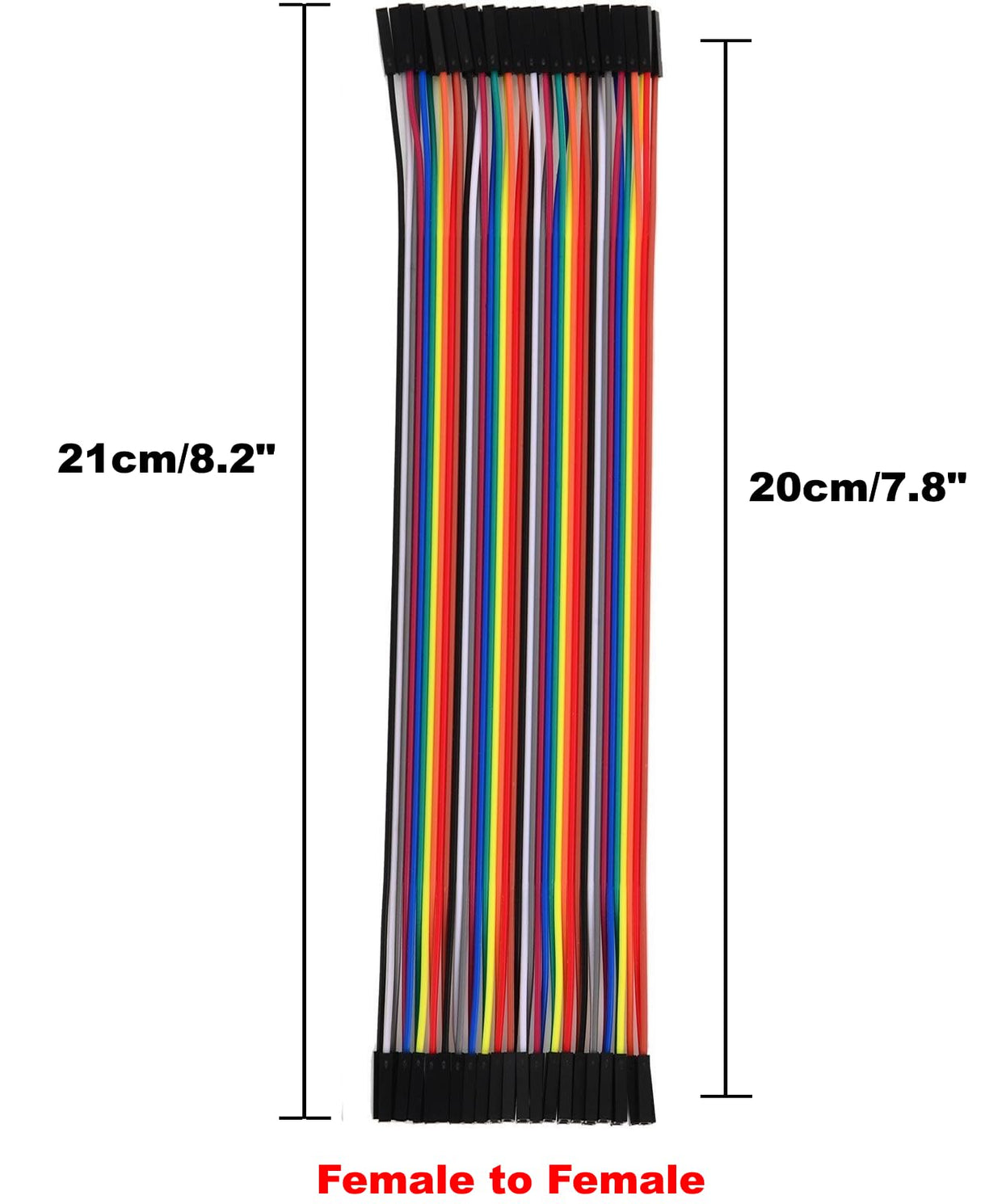 40pcs 20 cm (8 inch) Female to Female Multicolored Dupont Wire Breadboard Jumper Ribbon Cables Compatible with Arduino Projects(F/F)