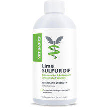 Load image into Gallery viewer, Vet Basics Lime Sulfur Dip – Skin Itch Relief Concentrated Antimicrobial & Antiparasitic Solution for Dogs, Cats, Puppies, Kittens & Horses, Helps Manage Ringworm, Mange, Skin Irritation, 16oz