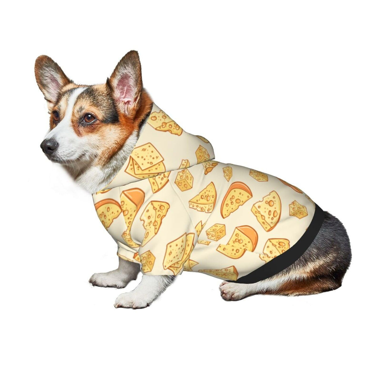 Yellow Cheese Pattern Dog Hoodies Pet Clothing Streetwear Sweatshirt with Hood for Small Dogs Small