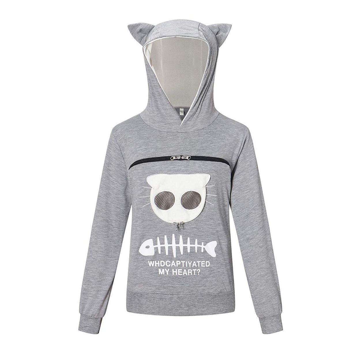 BOMBAXCEIBA Cat Dog Carrier Sweater Puppy Kitten Pouch Hoodies Kitty Carrying Kangaroo Sweatshirt (Gray,M)