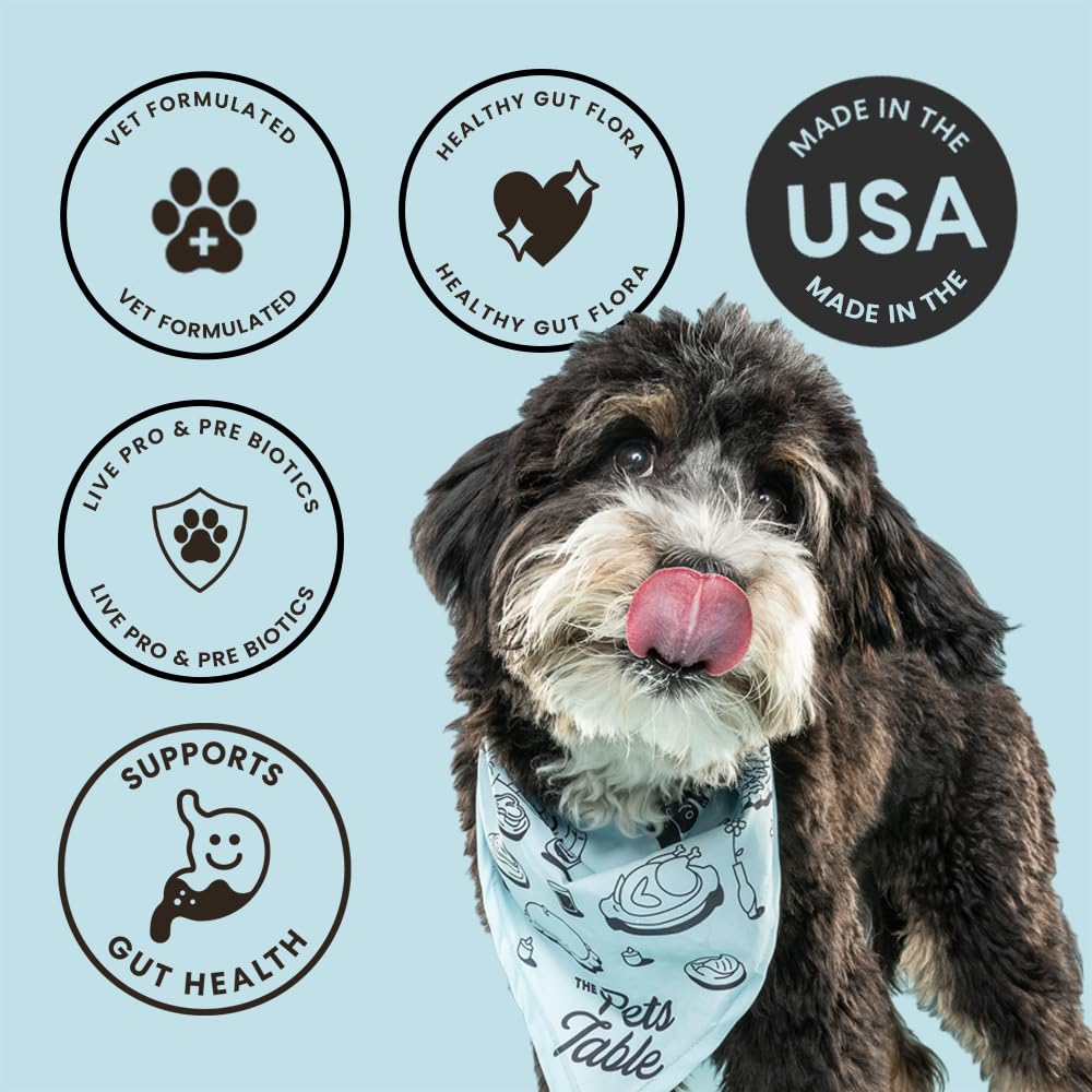 The Pets Table Probiotic Soft Chews Duck Flavored Gut Health Supplement for Dogs - Dog Digestive Support, 60 Chews