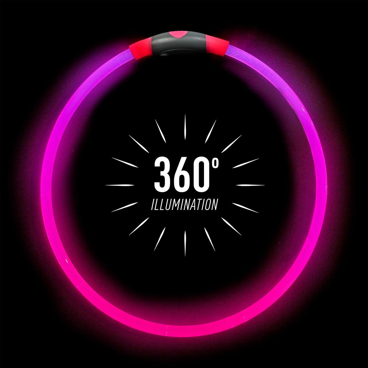 Nite Ize NiteHowl Rechargeable LED Safety Necklace - Dog Light for Dog-Walking Gear - Weather-Resistant Design - 5 Hours Runtime - Cut to Fit from 12” to 27” - Tie Dye Pink
