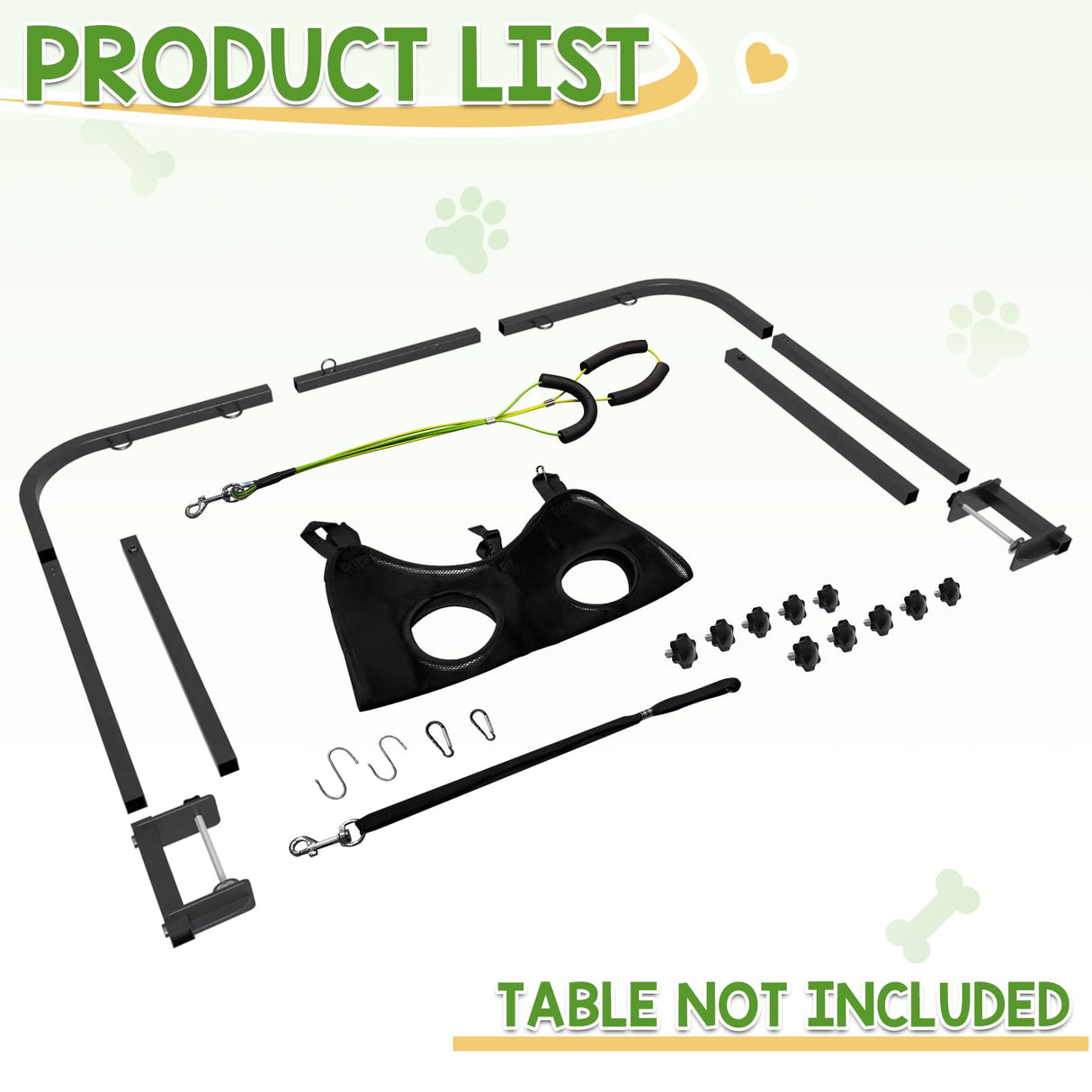 Adjustable Dog Grooming Stand for Table: 42" Height & 27"-39" Width, Includes Hammock & 2 No-Sit Nooses, Heavy-Duty Dog Grooming Arm for Bathing Nail Trimming Drying Cutting Cats & Dogs at Home