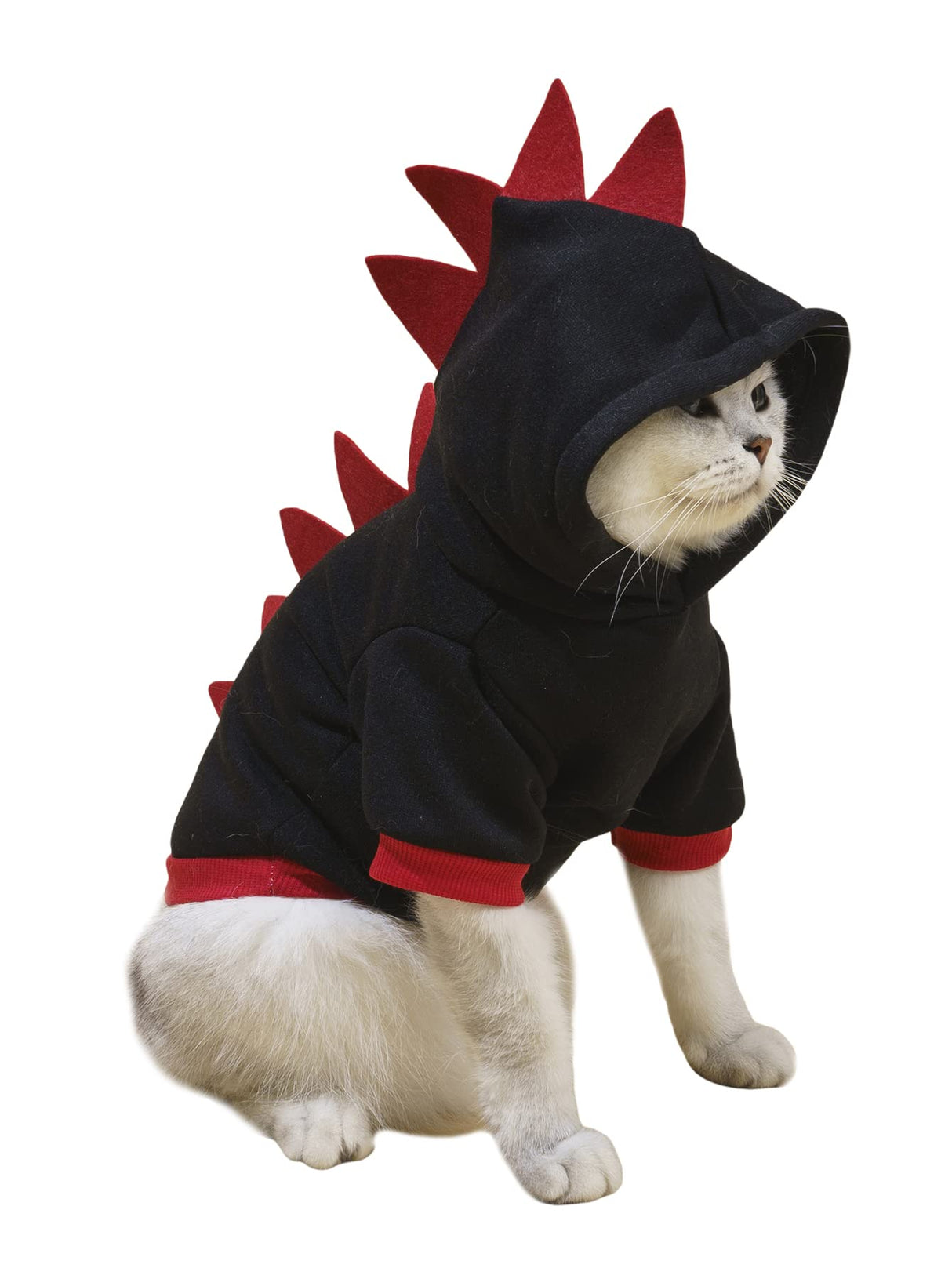 QWEEE Dinosaur Dog Hoodie - Warm Jacket for Puppy, Kitten, Small, Medium Dogs & Cats - Black, XL - Christmas & Halloween Costume