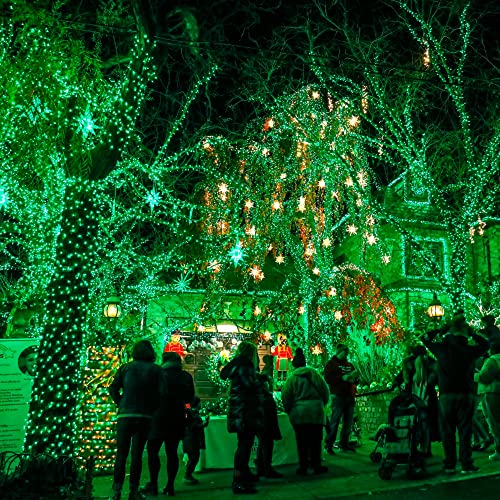 Dazzle Bright Fairy Lights Battery Operated, 2 Pack Total 40FT 120LED Silver Wire Waterproof String Lights, Christmas St. Patrick's Day Decorations for Indoor Outdoor Bedroom Yard Decor, Green