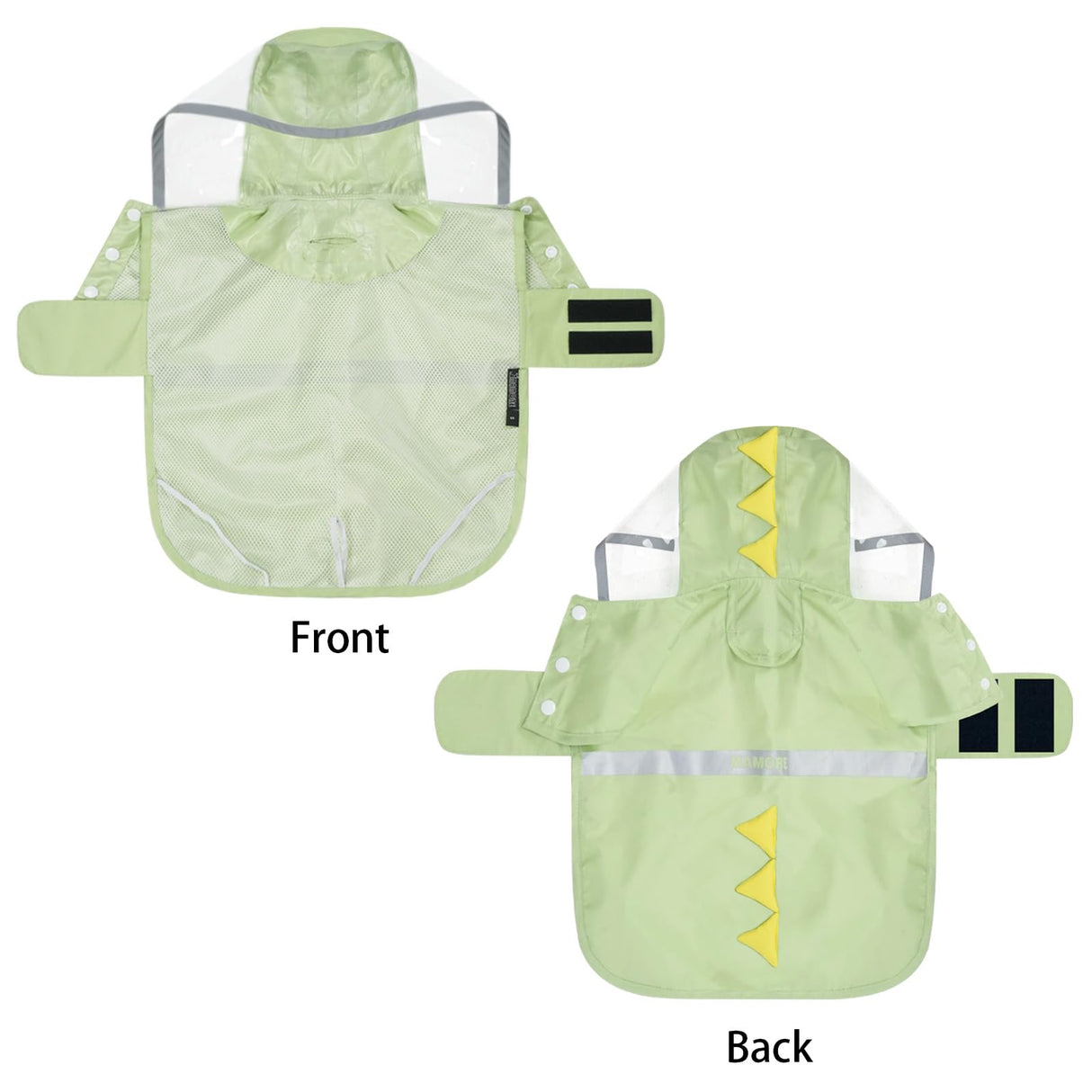 Dog Raincoat, Waterproof Reflective Adjustable Hooded Dog Rain Coat with Leash Hole, Lightweight Breathable Pet Poncho for Dogs (Green Dinosaur, Small(9-13lb))