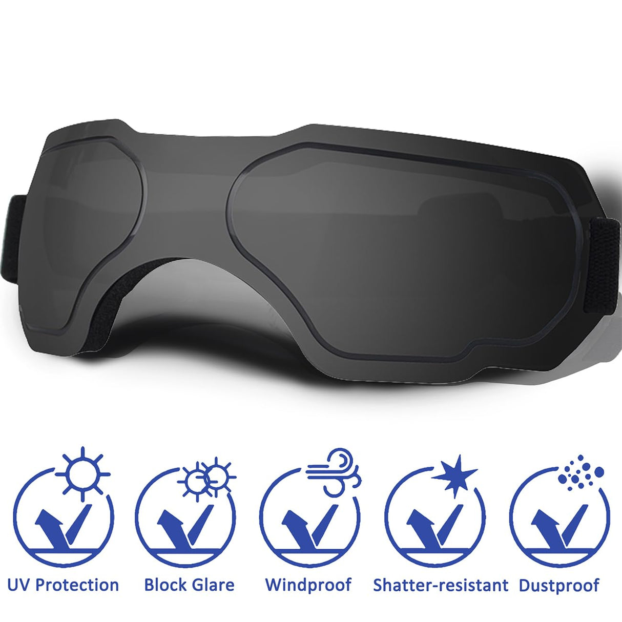 Large Dog Sunglasses, Dog Goggles with Adjustable Strap, UV Protection, Winproof, Snowproof