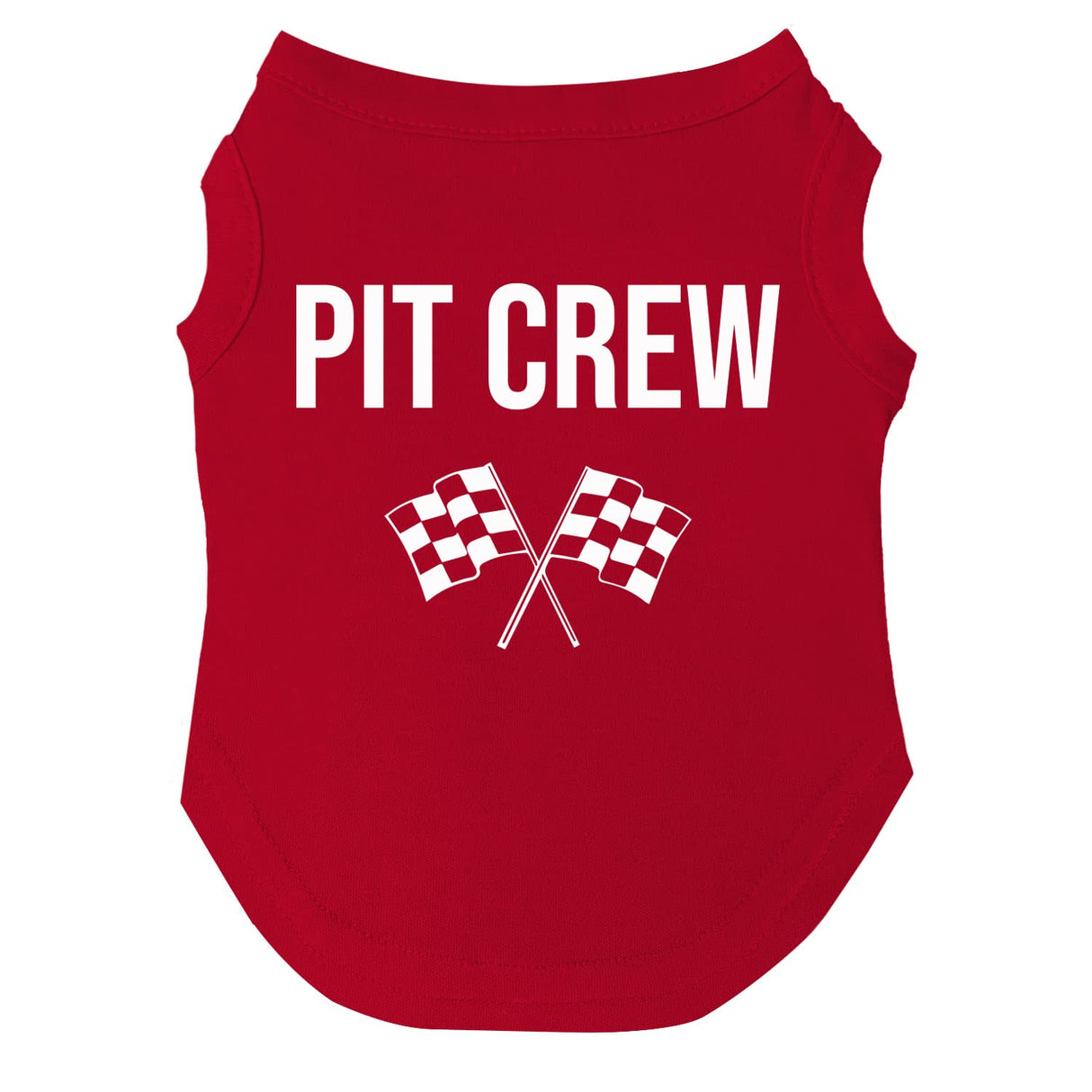 Pit Crew Dog Tee Shirt | Sleeveless | Racing | Motor Sport Fan | Trackside | Fast Lane | Birthday (Red, Large 49)