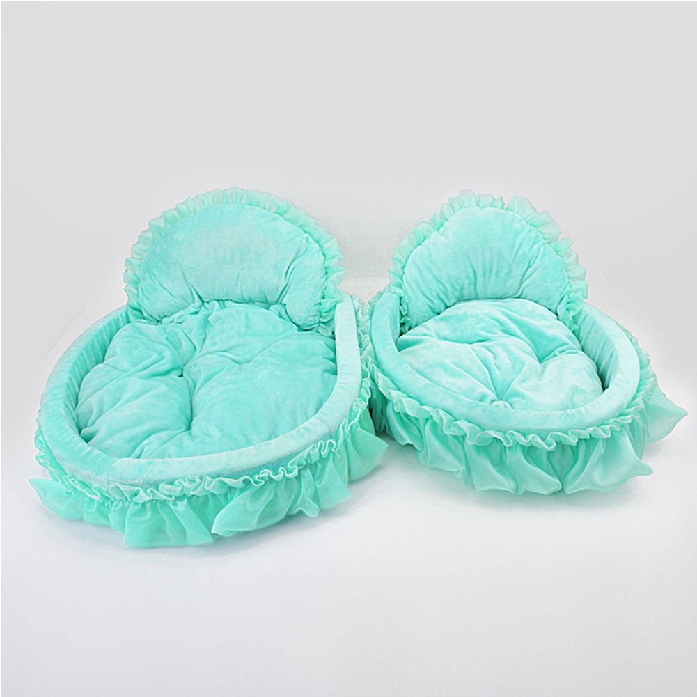 Cute Princess Pet Bed Bow-TIE Lace Cat Dog Bed (S, Green)