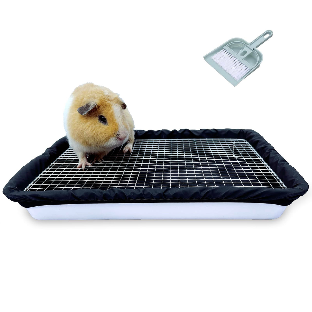 DOZZOPET Guinea Pigs Litter Box with Stainless Steel Grid & 2 Reusable Waterproof Liners, Small Animal Potty Tray for Dwarf Rabbit,Ferret,Chinchilla