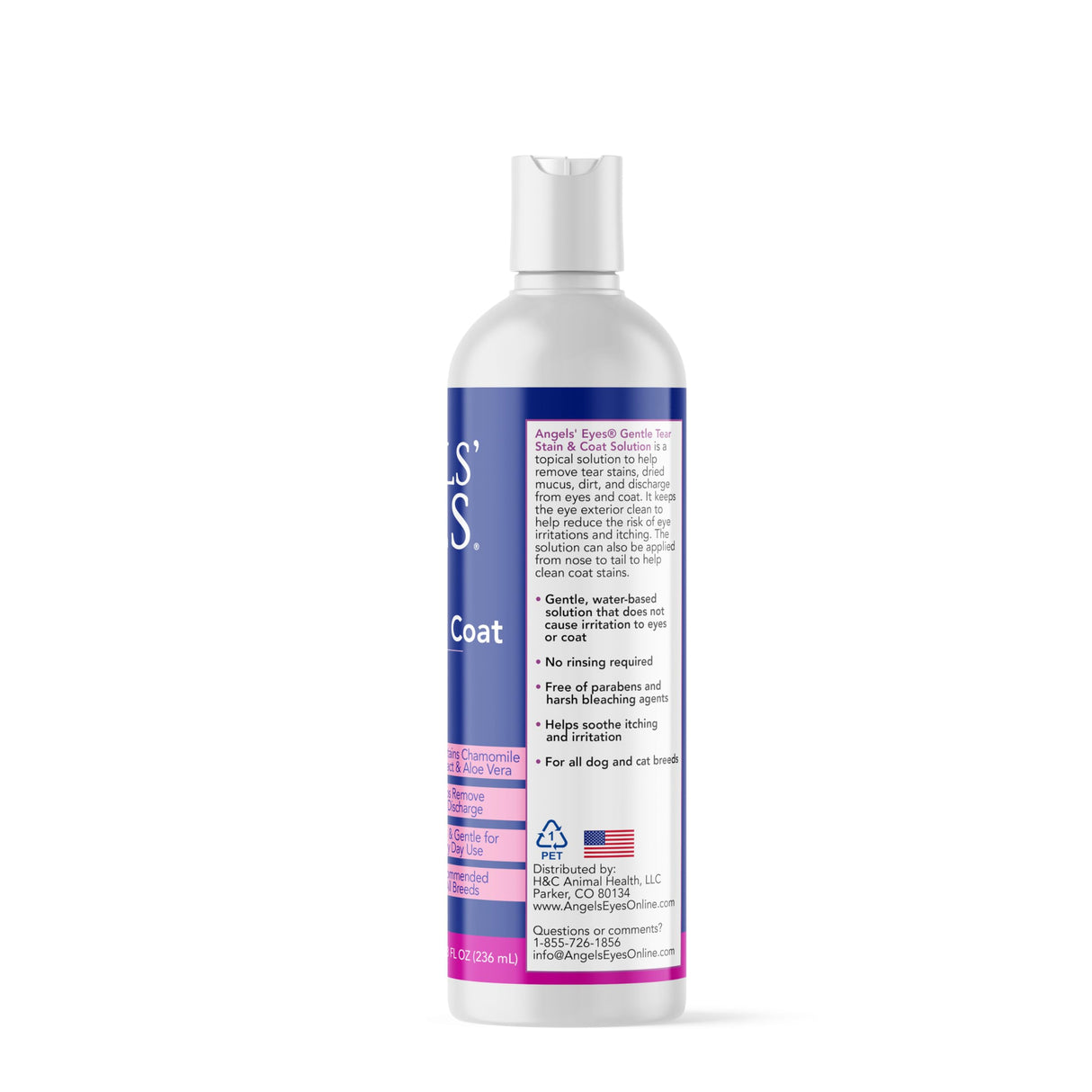 ANGELS' EYES Gentle Tear Stain Solution for Dogs and Cats | 8 oz Solution for Eye Area and Face | Remove Discharge, Dirt, Tear Stains, and Mucus