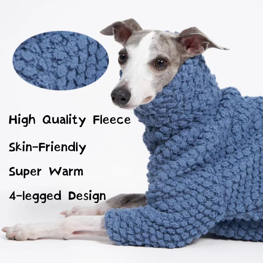 ESCCBOO Fluffy Soft Fleece Jumper Pyjamas for Italian Greyhound Whippet Dogs, Turtleneck Warm Fleece Dog Onesie, Coat, Jammies, Jumpsuit, Romper (Pink, X-Large)