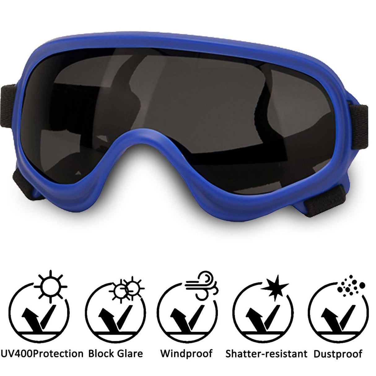 Dog Sunglasses,Doggles Anti-UV Protection, Pet Sunglasses with Adjustable Strap, Suitable for Motorcycle Car Driving Bike Riding Hiking Swimming Wind Dust Fog Dog Eye Protection