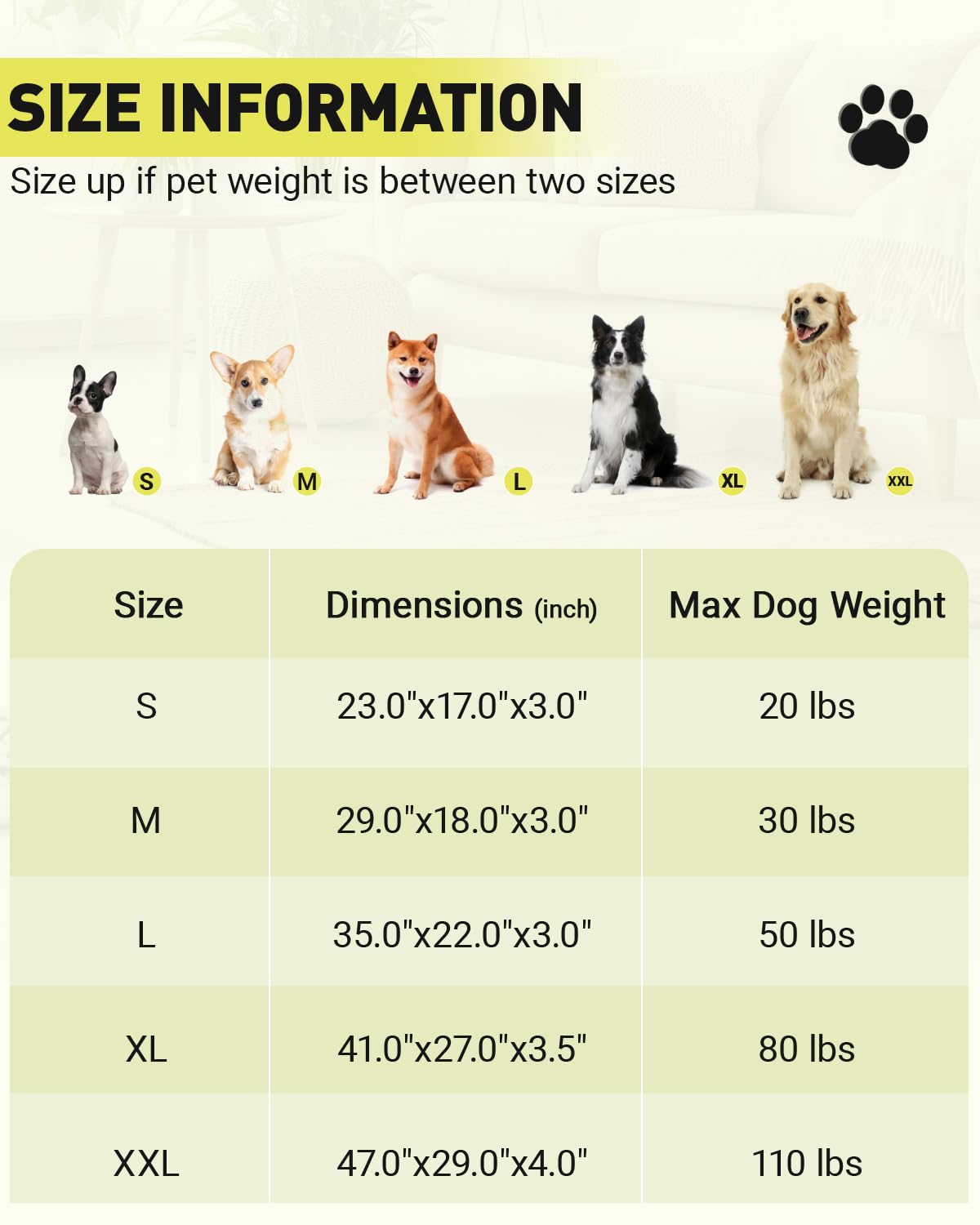 NUPIDA Washable Dog Bed for Extra Large Dogs, XXL Crate Bed Plush Pet Kennel Pad with Non-Slip Bottom, Pet Sleeping Mat, 47x29 Inch, Light Gray
