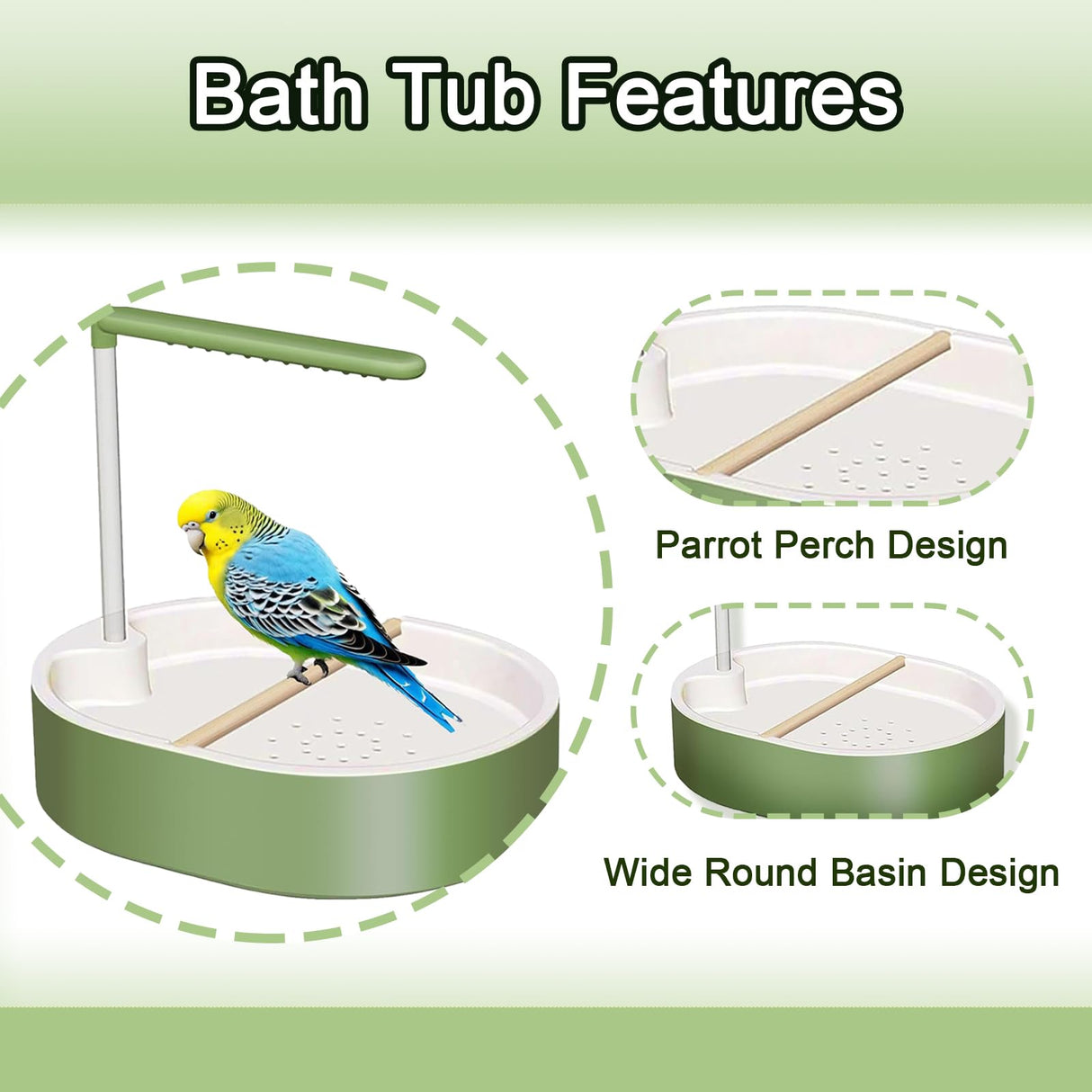 Xanadued Parrot Shower, Automatic Parakeet Bird Bath with Pump, Large Bird Shower Fountain, Bird Bath for Parakeets for Pet Birds, Conure, Cockatoo, Budgie, Lovebird, Finches