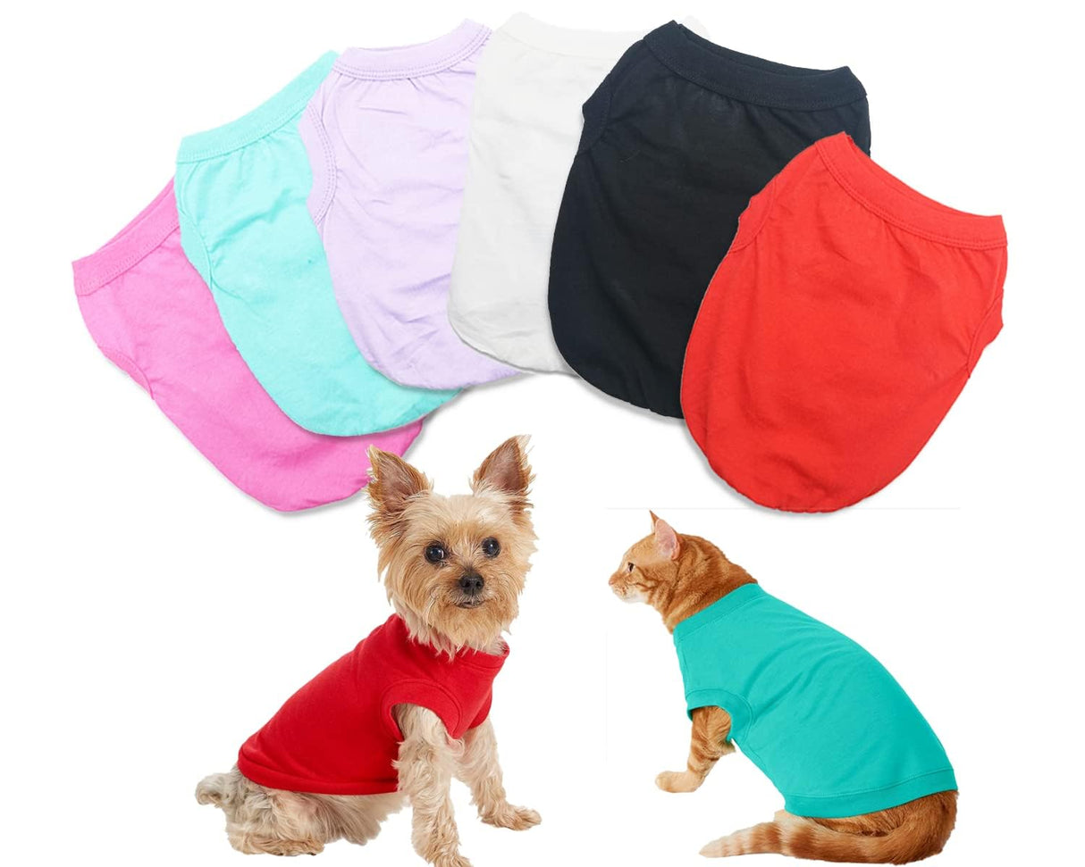 6 Pack Plain Dog T Shirts 100% Cotton Solid XS Puppy Clothes Blank Dog Clothes Girl Puppy Tshirt for Boy Dogs Shirts Pet T-Shirt for Small Medium Large Dogs Cats, XXXL