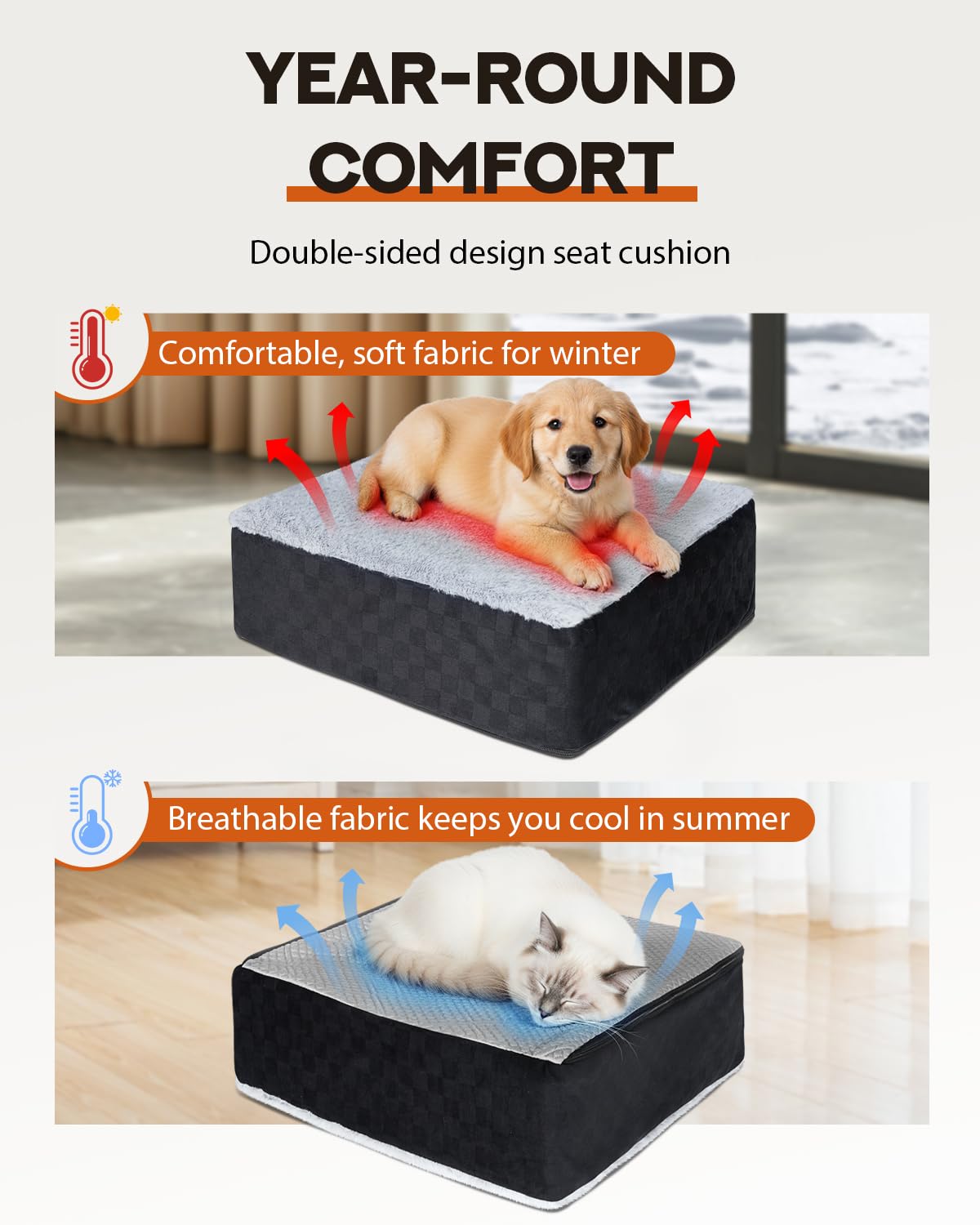 PHCOHIDO Dog Car Seats for Medium Dogs, All-Season Comfort Dog car Seat Boosters Detachable & Washable Pet Dogs Seat for Cars, SUVs, Easy to Install (Black)