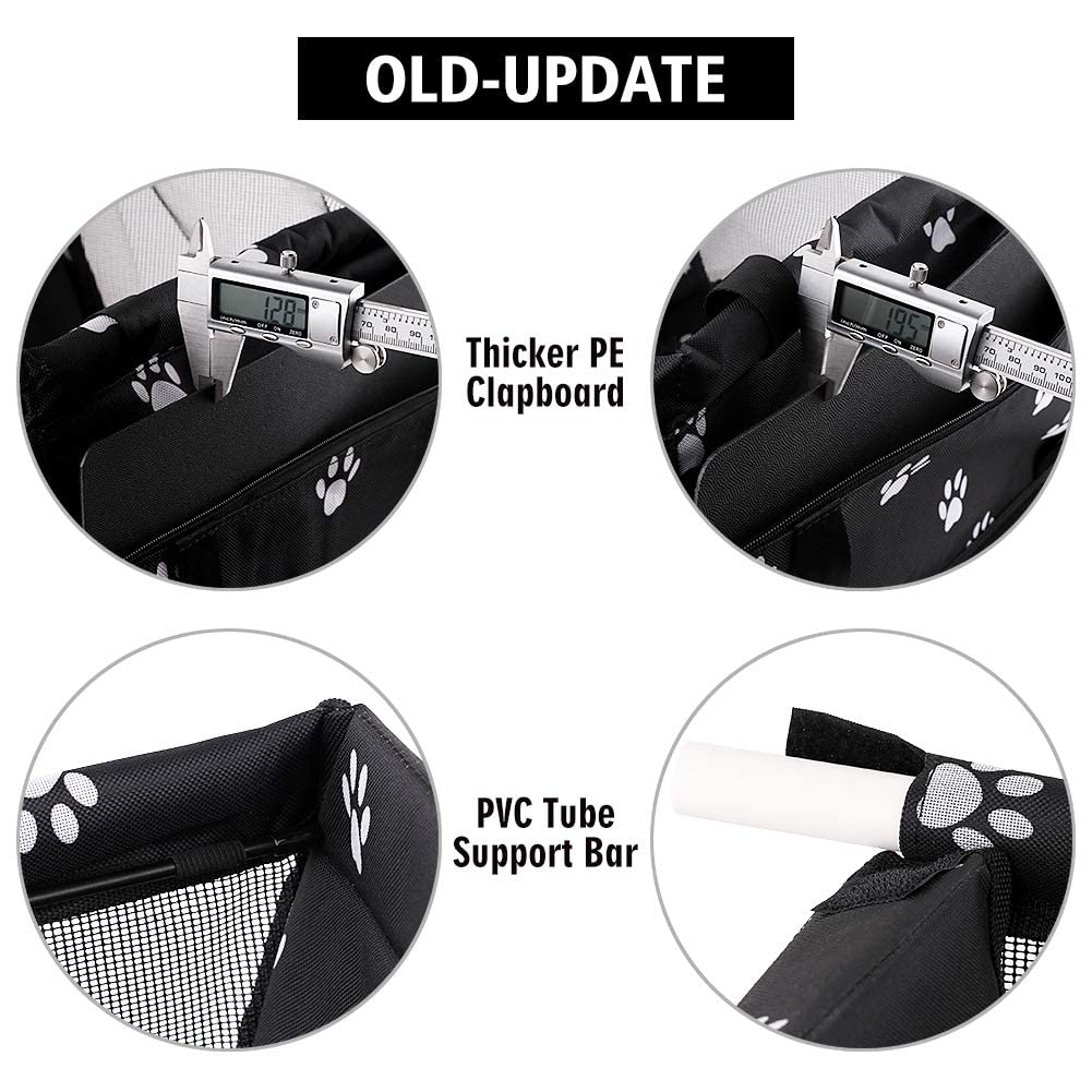 Petbobi Pet Reinforce Car Booster Seat for Dog Cat Portable and Breathable Bag with Seat Belt Dog Carrier Safety Stable for Travel Look Out,with Clip on Leash with PVC Tube (Foot)