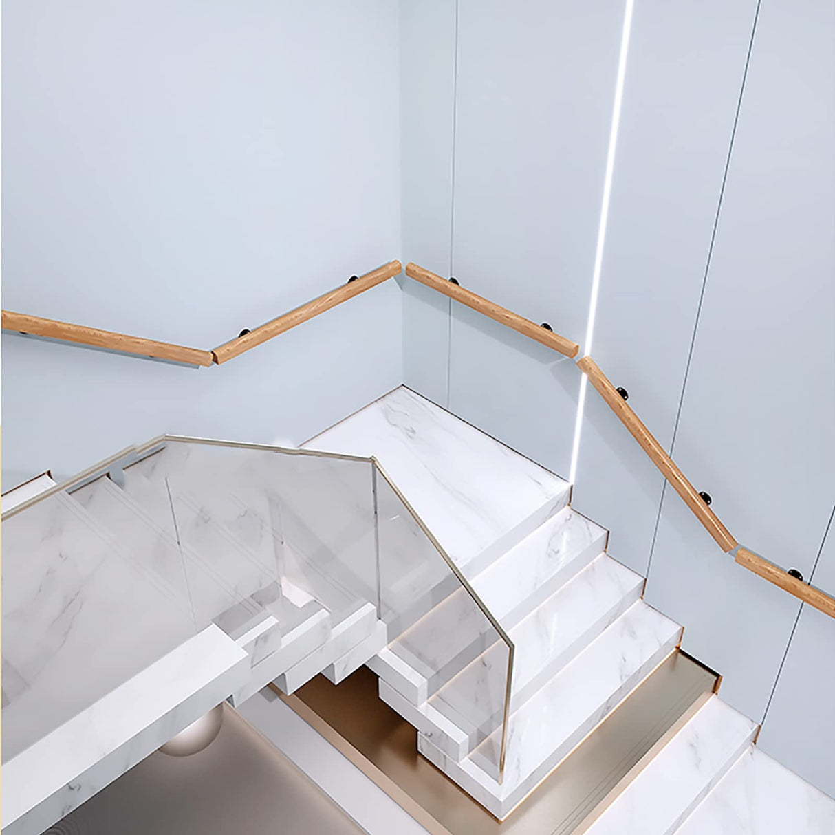 Wooden Handrails, 1-20ft Non-Slip Staircase Handrail, for Home Garden Corridor Lofts Kindergarten Guardrail Decking Railings, Wall Mounted Barrier-Free Staircase Grab Bar for Elderly (Size : 2ft)