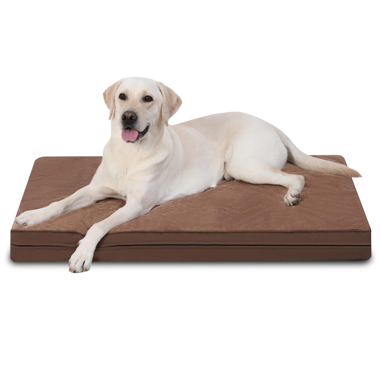 Waterproof XXL Dog Beds Large Sized Dog, Orthopedic Washable Crate Pad 48 inch, Jumbo XXLarge Foam Pet Bed with Removable Cover Reversible, Anti-Slip Kennel Pad, 47"x29", Brown