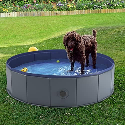 Niubya Portable Dog Pool, Foldable Pet Swimming Tub, Anti-Slip Collapsible Pet Bathtub, Hard Plastic Bath Pool for Pets Dogs and Cats, 40 x 12 Inches