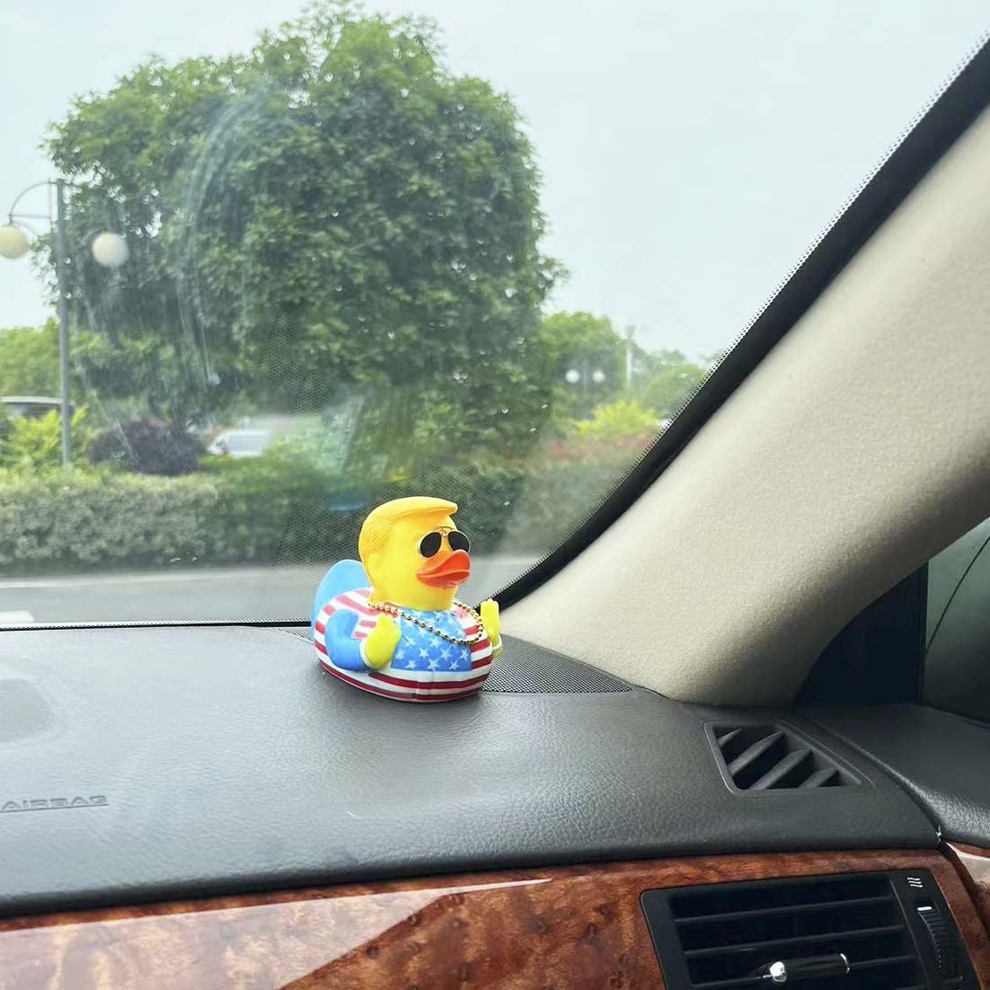TAOHUAJIANG Rubber Ducks Trump Car Duck Dashboard Decoration Squeak Ducks Toys Car Ornaments Car Décor Accessories with Sunglasses,Gold-Plated Necklace and Flagship (Style G)