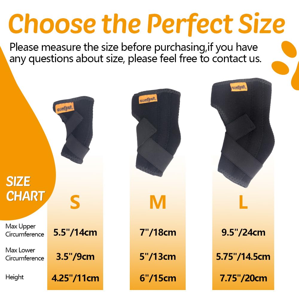 COMFPET Dog Hock Brace for Small Dogs (5-15 lbs), Adjustable Hind Leg Support Wrap for Chihuahua, Pomeranian, Yorkie, Arthritis, ACL Tears & Lameness Relief - Size S