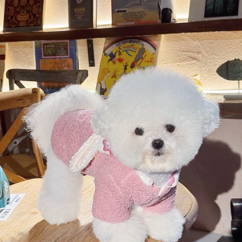 Cute Dog Hoodies Warm Cartoon Pet Clothes with Bunny Ear Winter Coat Cat Apparel Soft Knitwear Costume (XS (1.1-2.2 lbs))