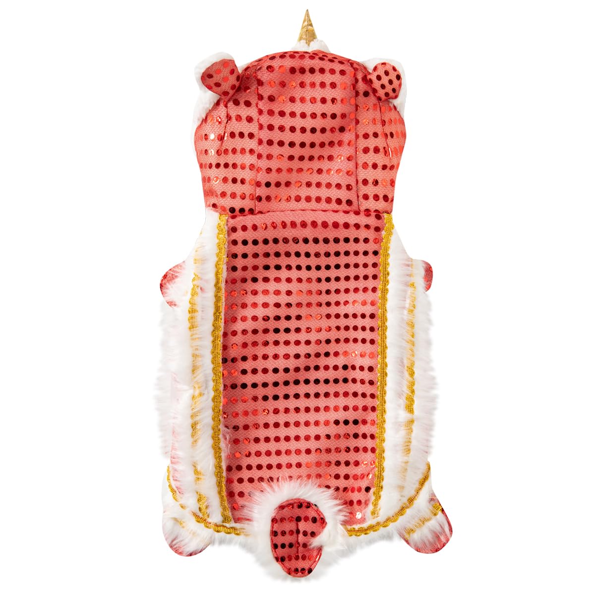 Chinese Dance Lion Dog Costume Chinese New Year Hoodies Spring Festival Winter Dog Warm Clothes Pet Coat Dress up (Red,Medium)