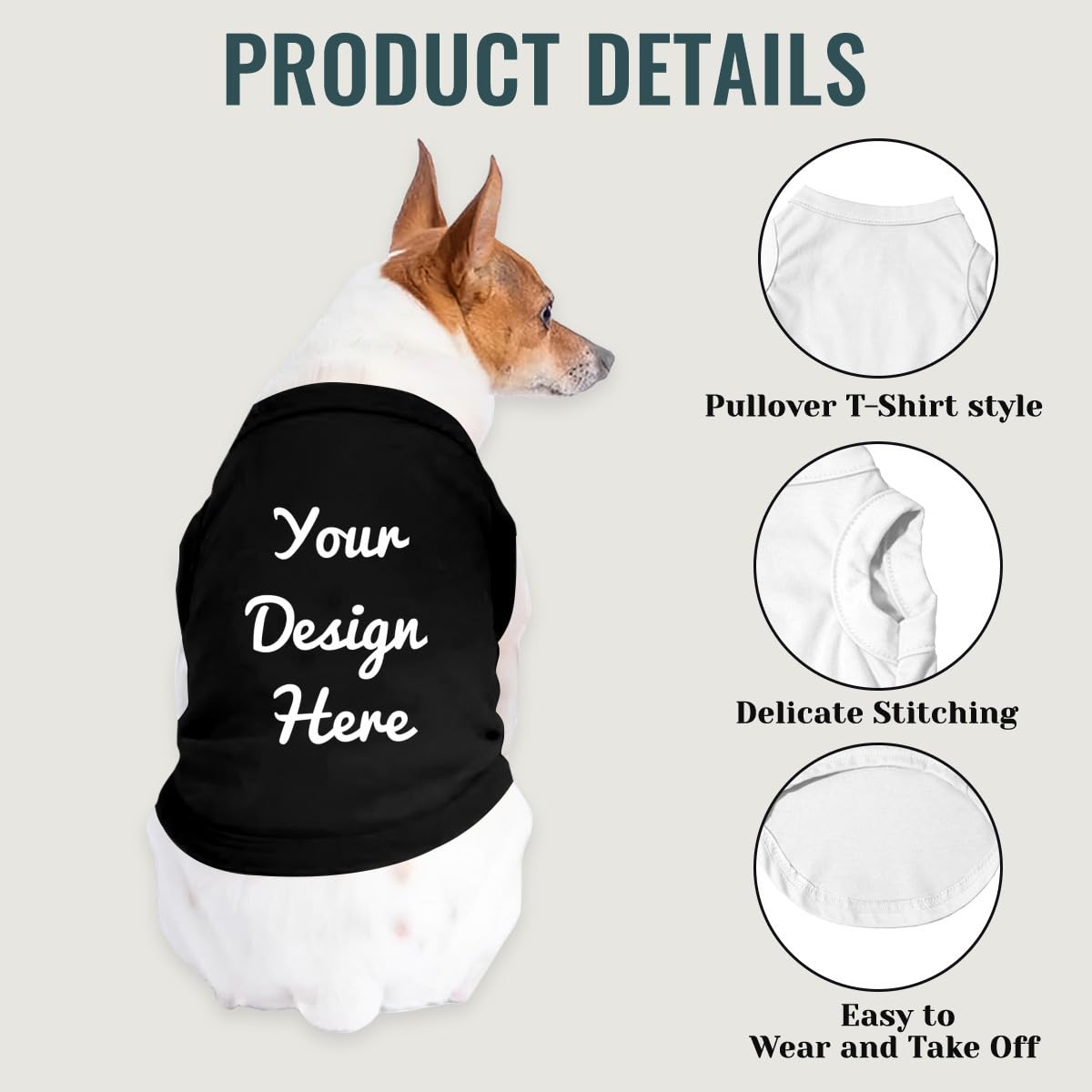 Mynvzrk Custom Dog Shirt with Photo Name Logo Personalized Summer Breathable Cloth for Small Medium Large Pet Dogs Puppy Cats, 5XL