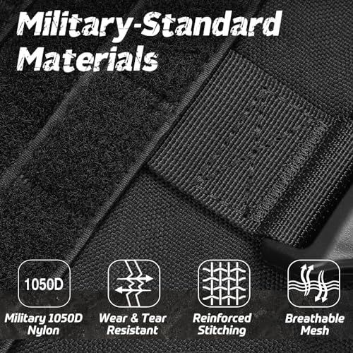 rabbitgoo Tactical Dog Harness for Large, Heavy Duty Pet Harness with Handle, No-Pull Service Vest Large Breed, Adjustable Military Dog Vest for Training Hunting Walking, Black, L