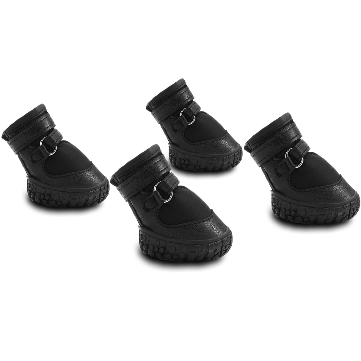 Petanims Dog Shoes for Small Dogs, Double Binding Straps Puppy Boots & Paw Protectors for Summer Hot Pavement, Winter Snow Dog Booties with Anti-Slip Rubber Soles for Beach Hardwood Floor Black Size 3