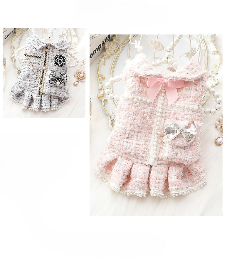 Designer Dog Dress for Small Dogs Puppy Teacup | Cute Stylish Pet Outfit – Luxury Puppy Clothes for French Bulldog, Chihuahua, Dachshund, Maltese, Yorkie, Cats – Fashion Apparel