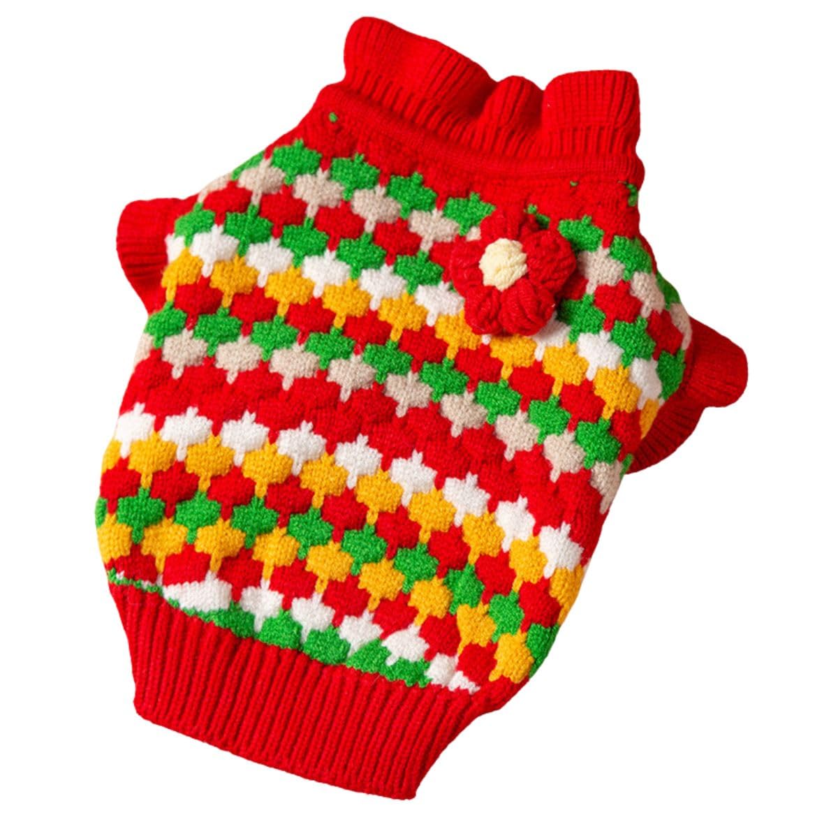 Cute Tulip Flower Sweater Winter Dog Sweater Puppy Coat Thick Dog Clothes for Small Medium Dogs Boy Girl