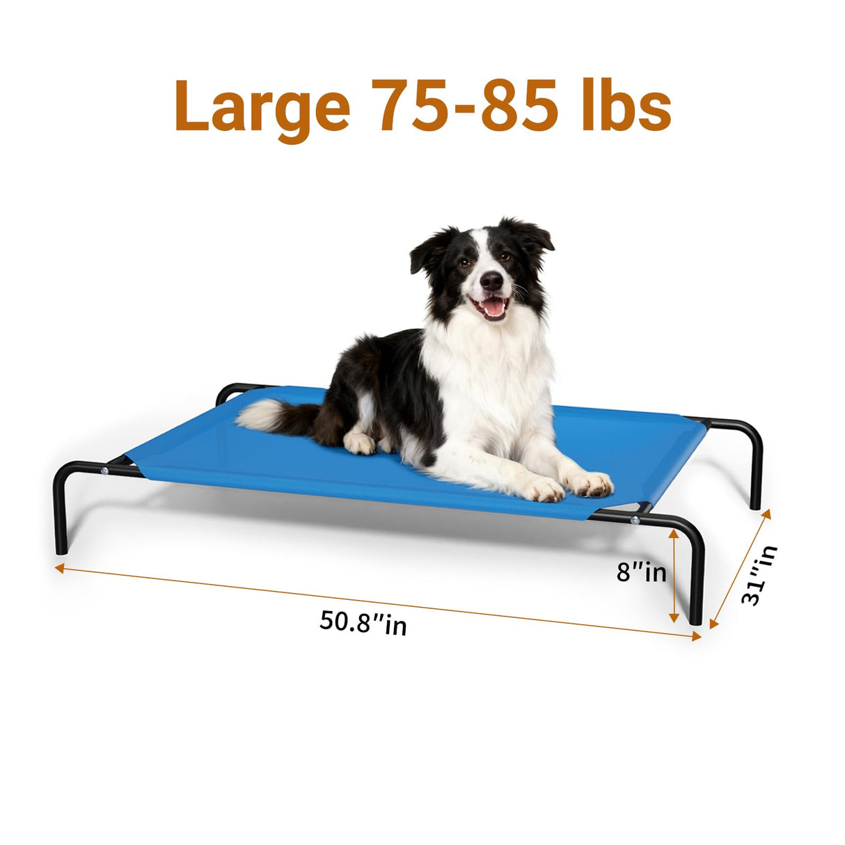 STARLATTA Elevated Cooling Dog Bed for Large Dogs,Waterproof Outdoor Pet Cot with Washable Breathable Mesh,Non-Slip Feet,Comfortable Dry Raised Dog Bed,50.8 x 31 x 8 Inches,Blue