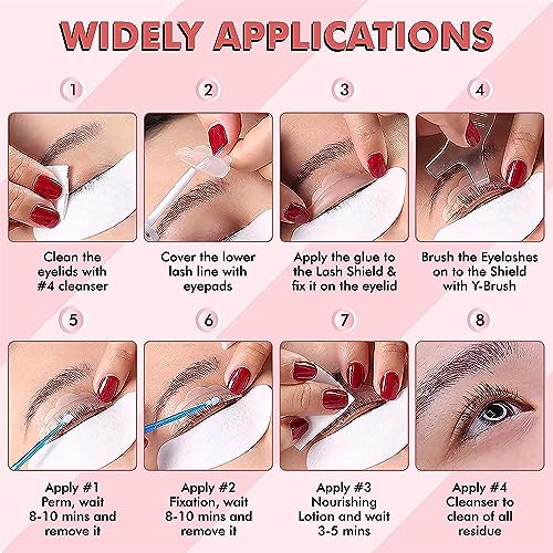 Ecofan Lash Lift Kit, Perming Curling Lifting Eyelash Perm Kit | Professional Semi Permanent for Salon Includes Eye Shields, Pads and Accessories