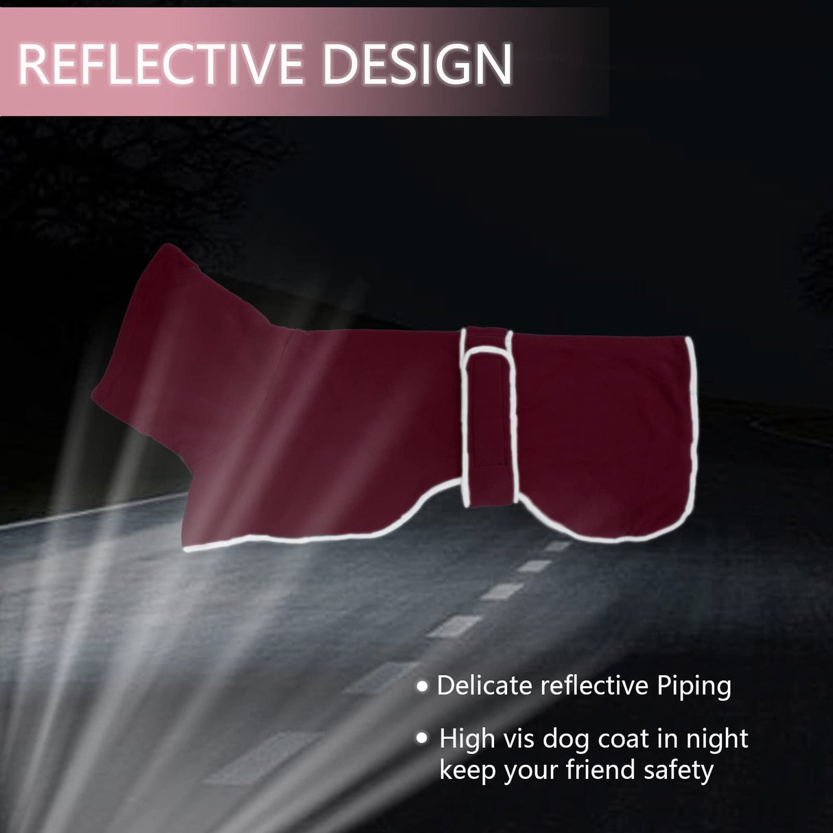 Geyecete Greyhound Cosy Fleece Jumper, Dog Winter Coat with Warm Fleece Lining, Outdoor Dog Apparel with Adjustable Bands for Medium, Large Dog -Pink-XS